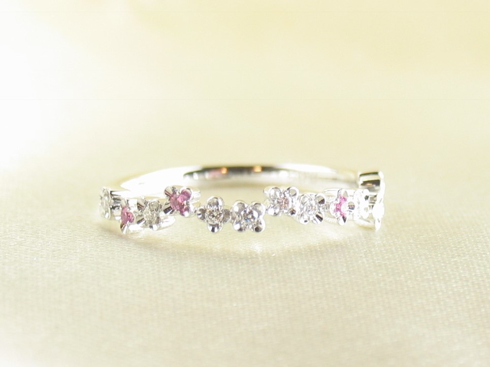 flowerpicked ring pt/diamond&pinksapphire(フラワーピックド リング プラチナ/ダイア&ピンクサファイア)